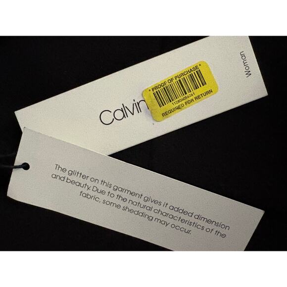 NWT Calvin Klein Black Dress w/Rhinestone Floral Spray on Bodice-Dillard's-16W - Picture 9 of 11